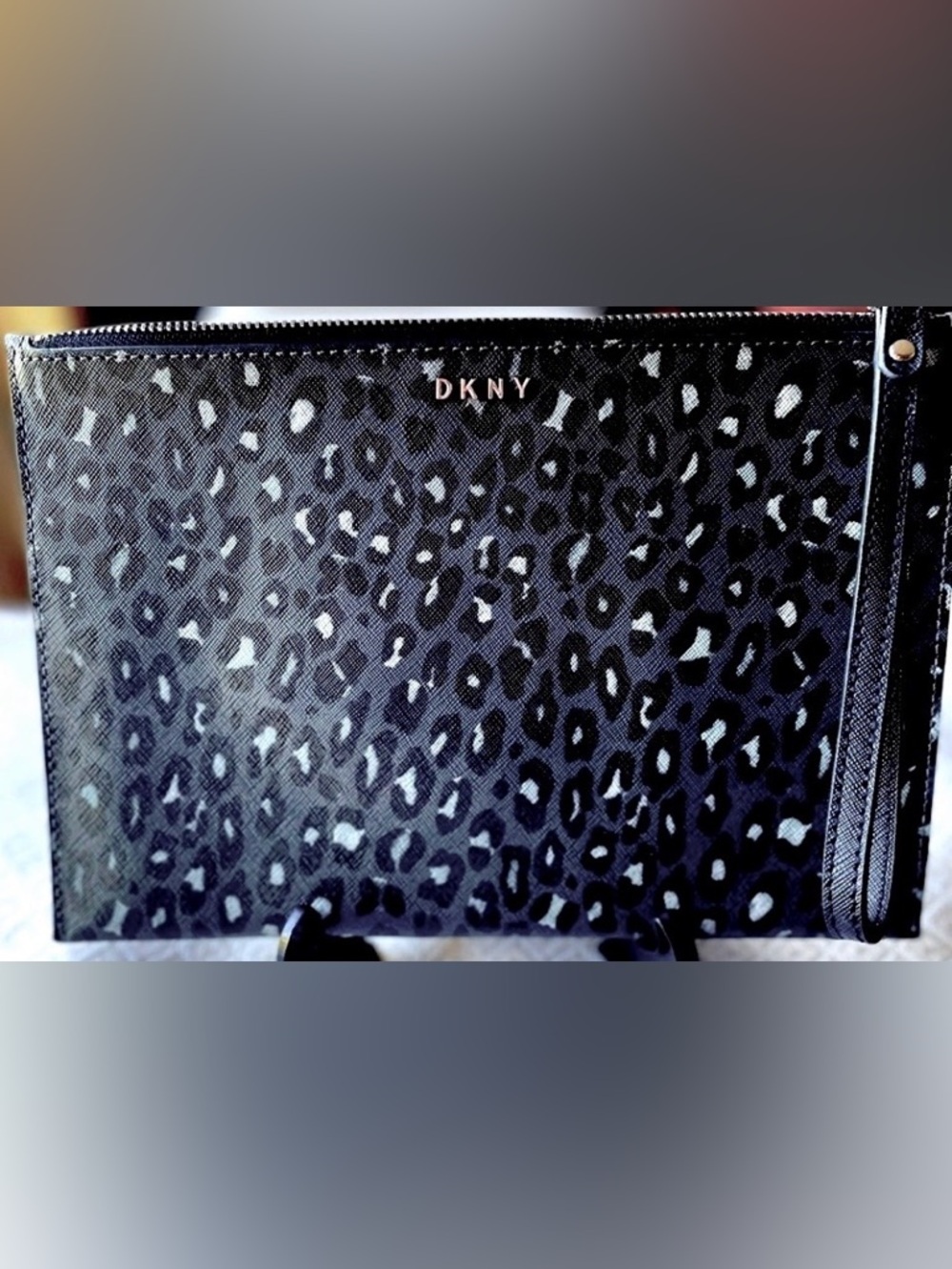 “DKNY” Black and Gray Animal Print Wristlet. NWOT - Picture 5 of 8